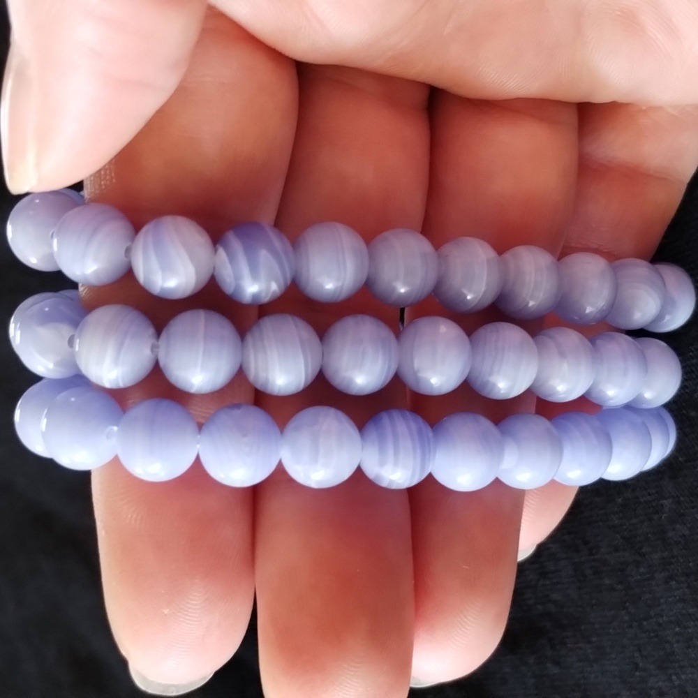 Blue Lace Agate Gemstone Bracelets, Handcrafted